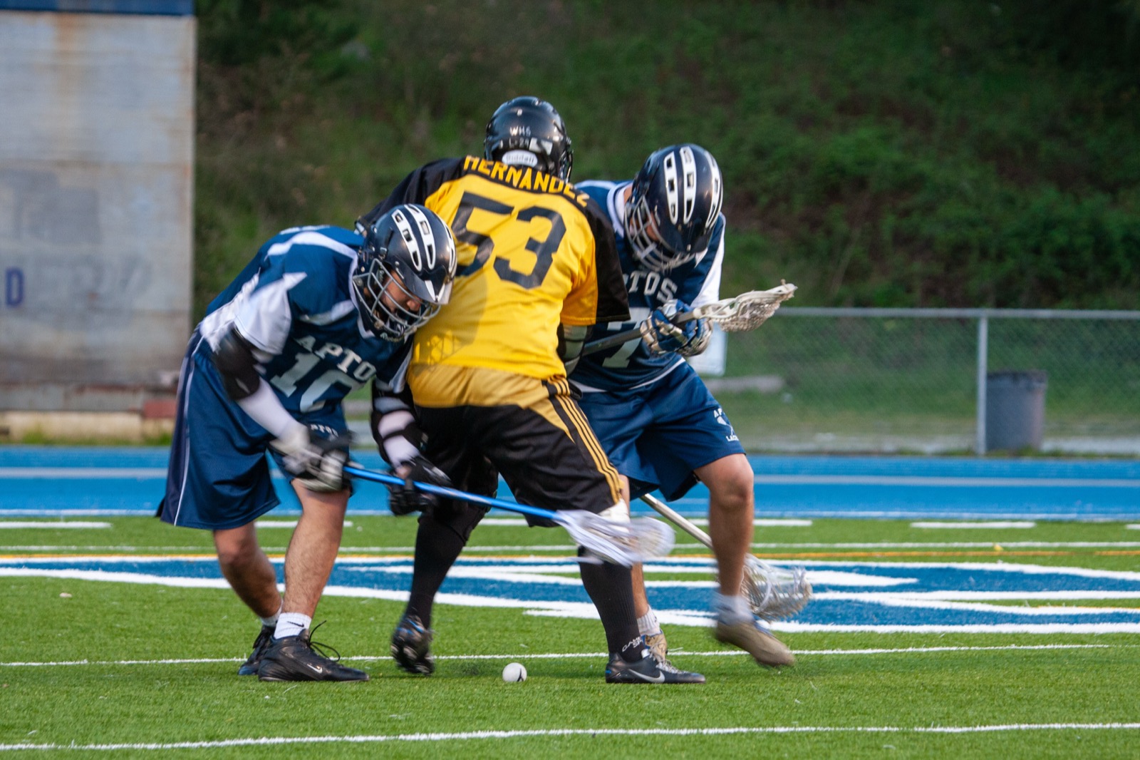 Aptos player carries upfield against Watsonville