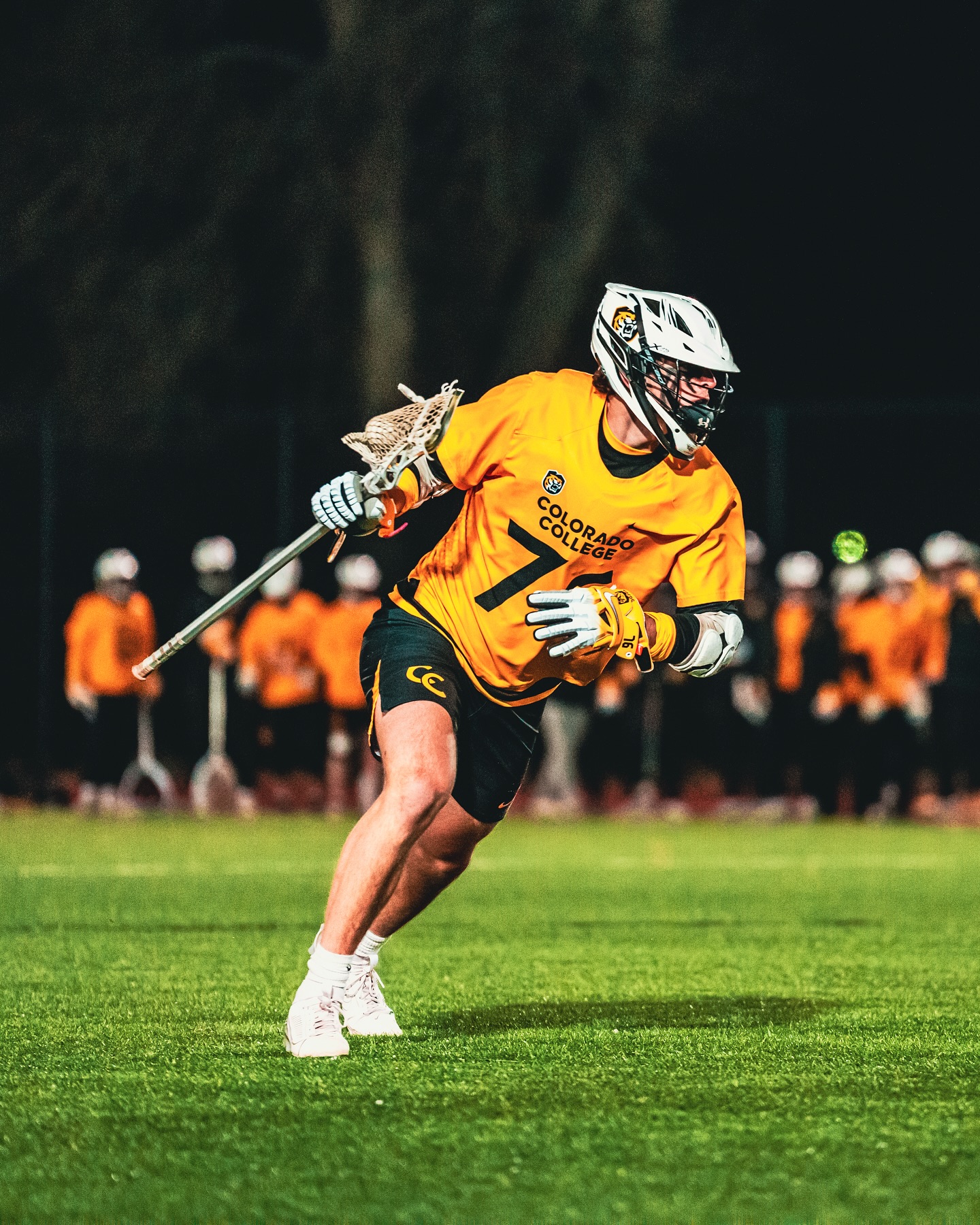 Aidan Niklaus in action for the Colorado College Tigers