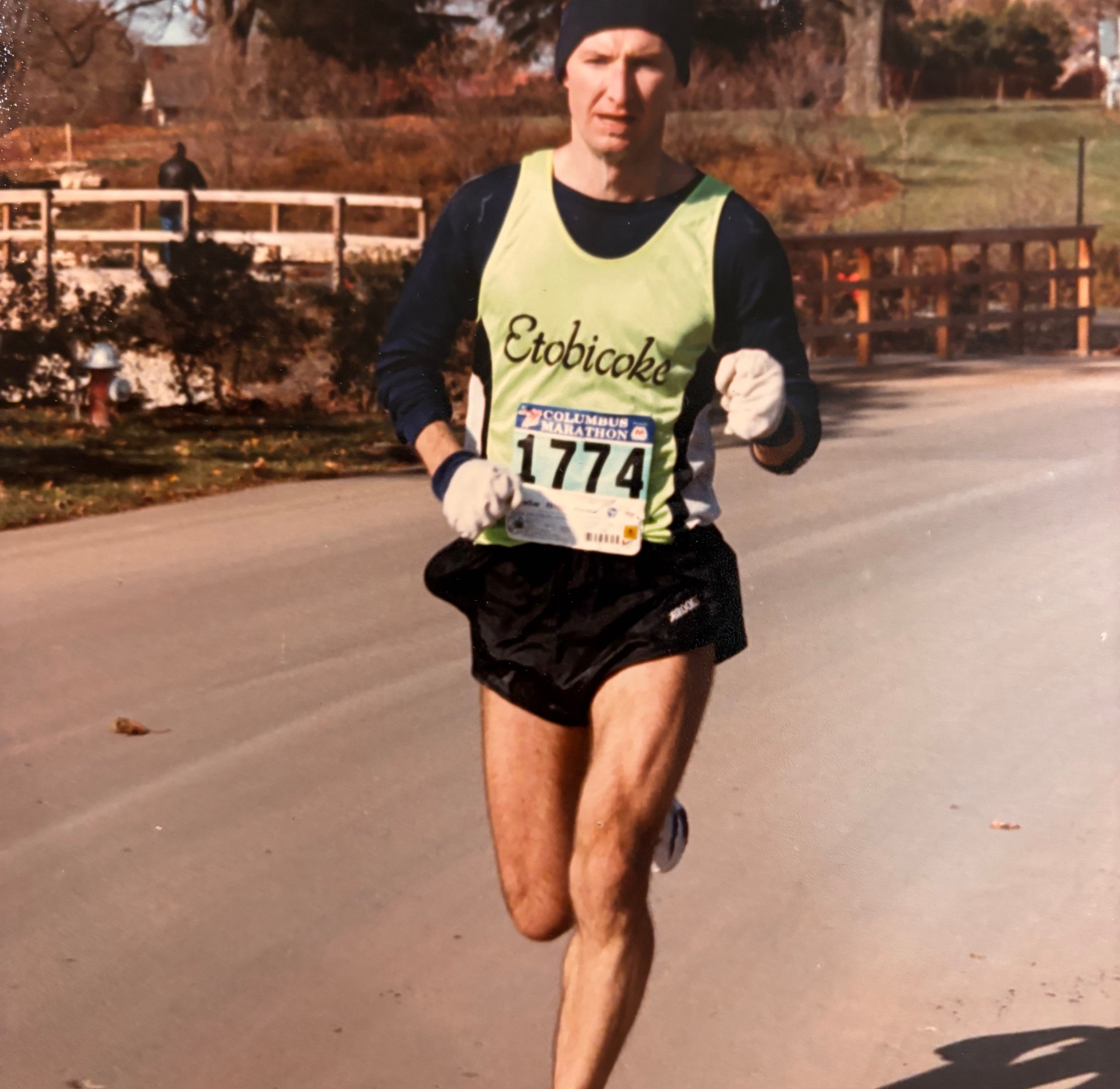 Rob Quinn competing in the Columbus Marathon as a young runner