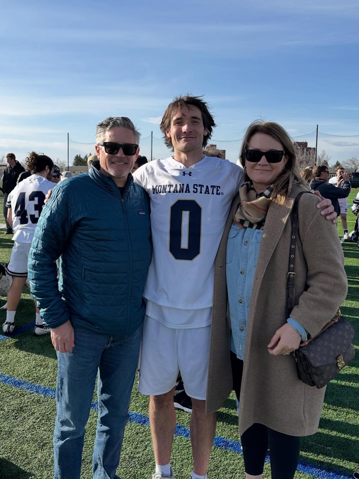 Will Patterson with family on the field at Montana State